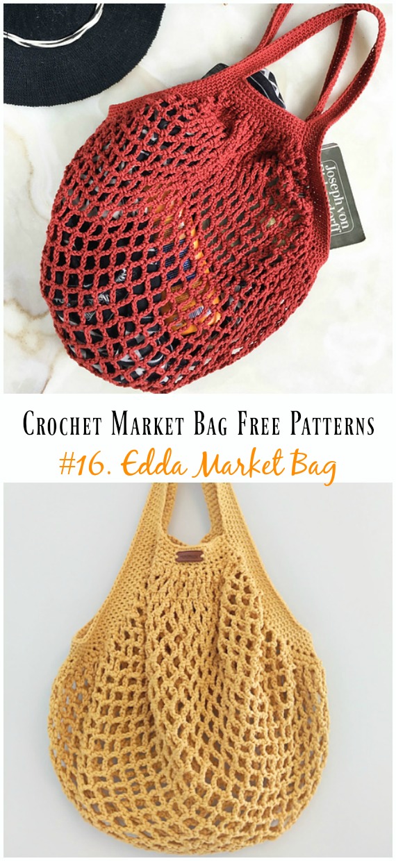 Edda Market Bag Crochet Free Pattern - #Crochet; Market Grocery #Bag;Free Patterns