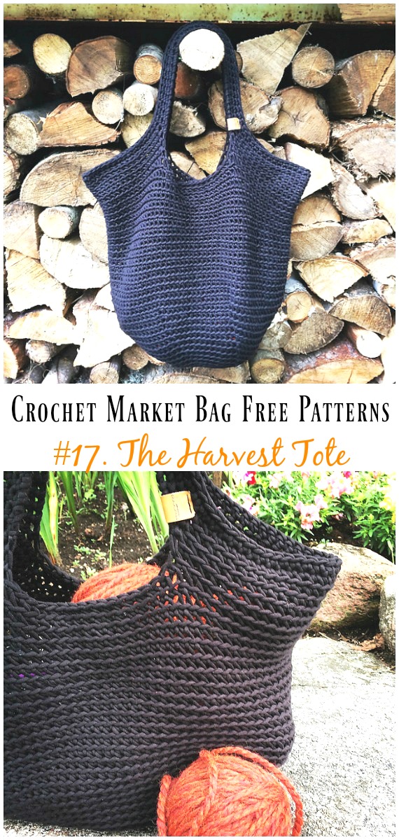 The Harvest Tote Bag Crochet Free Pattern - #Crochet; Market Grocery #Bag;Free Patterns