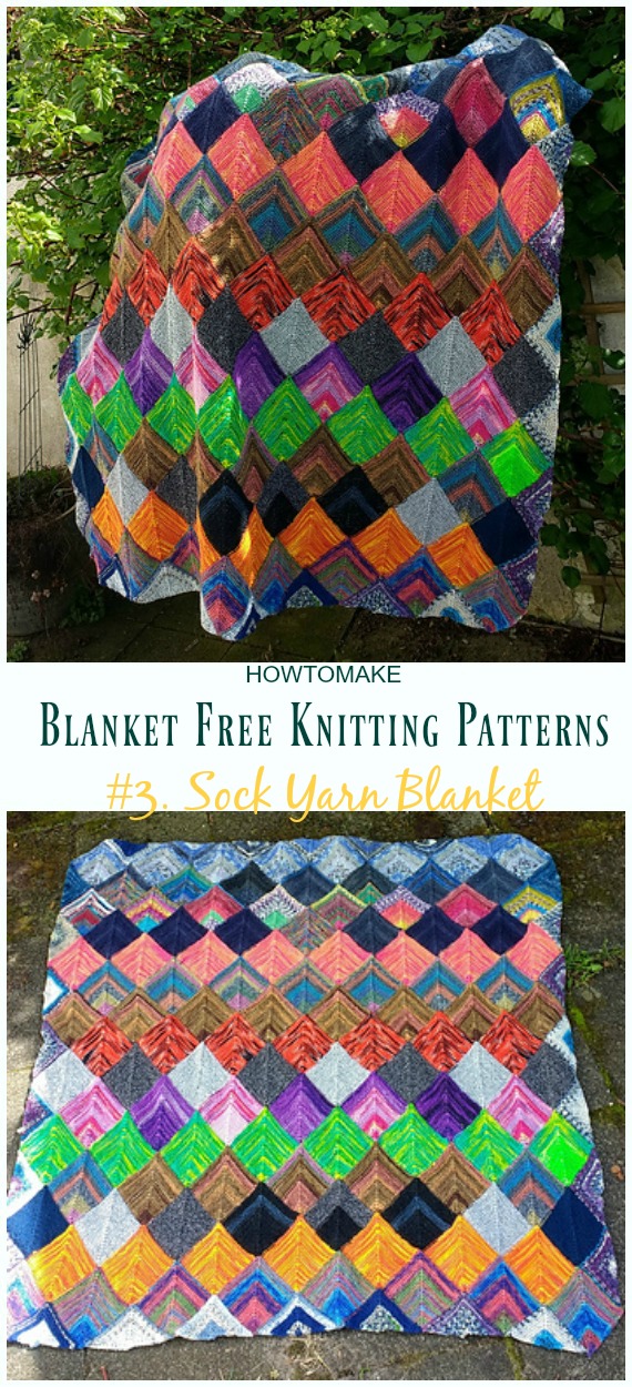 Sock Yarn Blanket Knitting Free Pattern - Easy #Blanket; Free #Knitting; Patterns 