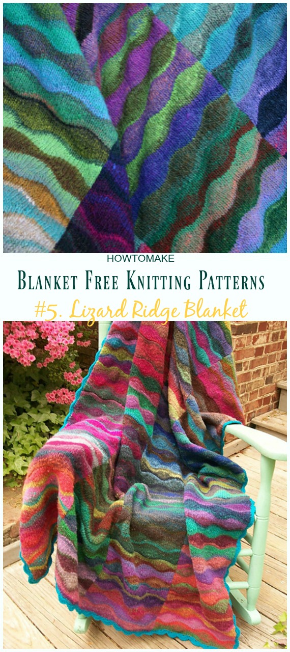 Lizard Ridge Blanket Knitting Free Pattern - Easy #Blanket; Free #Knitting; Patterns 