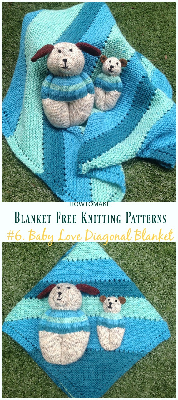 Baby Love Diagonal Blanket Knitting Free Pattern - Easy #Blanket; Free #Knitting; Patterns 