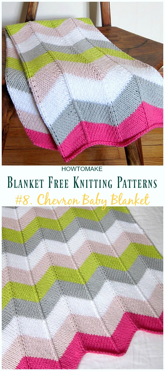 Chevron Baby Blanket Knitting Free Pattern - Easy #Blanket; Free #Knitting; Patterns 