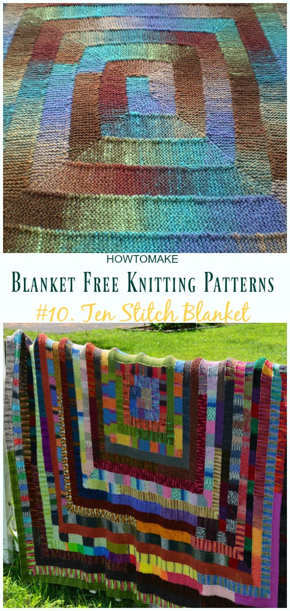  Ten Stitch Blanket Knitting Free Pattern - Easy #Blanket; Free #Knitting; Patterns 