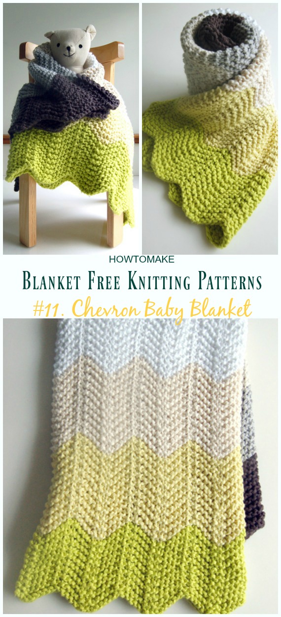 Chevron Baby Blanket Knitting Free Pattern - Easy #Blanket; Free #Knitting; Patterns 