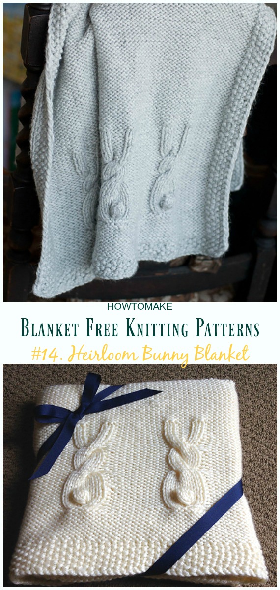 Heirloom Bunny Blanket Knitting Free Pattern - Easy #Blanket; Free #Knitting; Patterns 