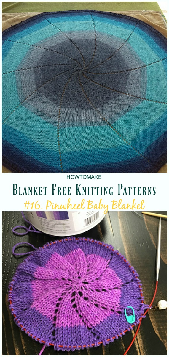 Round or Pinwheel Baby Blanket Knitting Free Pattern - Easy #Blanket; Free #Knitting; Patterns 
