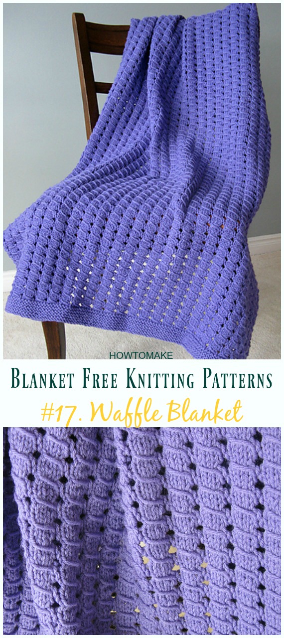 Waffle Blanket Knitting Free Pattern - Easy #Blanket; Free #Knitting; Patterns 