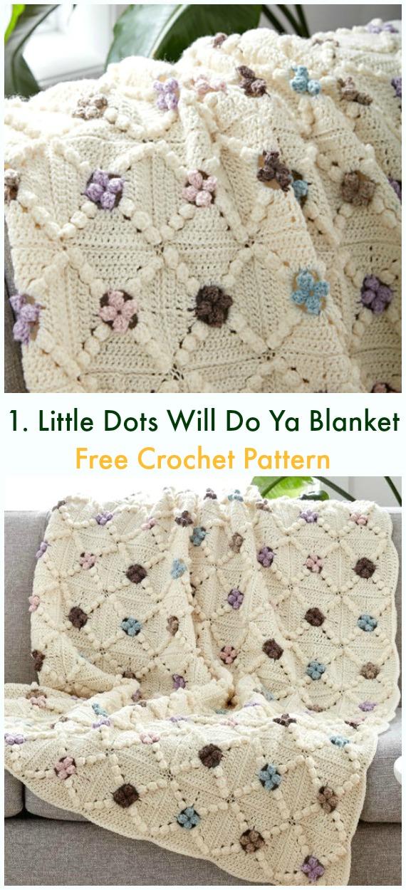 Little Dots Will Do Ya Popcorn Blanket Free Crochet Pattern - Bobble & Popcorn #Blanket; Free #Crochet; Patterns