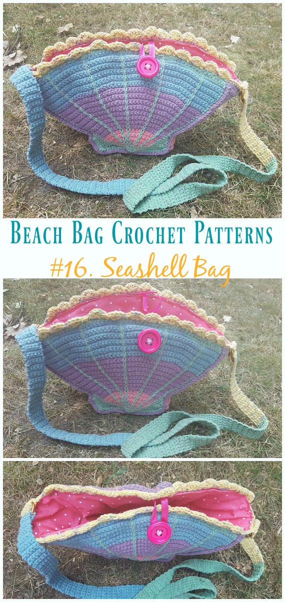 Seashell Bag Crochet Free Pattern - Beach #Bag; Free #Crochet; Patterns