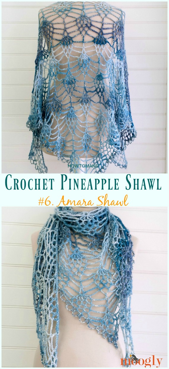 Amara Shawl Crochet Free Pattern - #Crochet; #Pineapple; #Shawl; Free Patterns