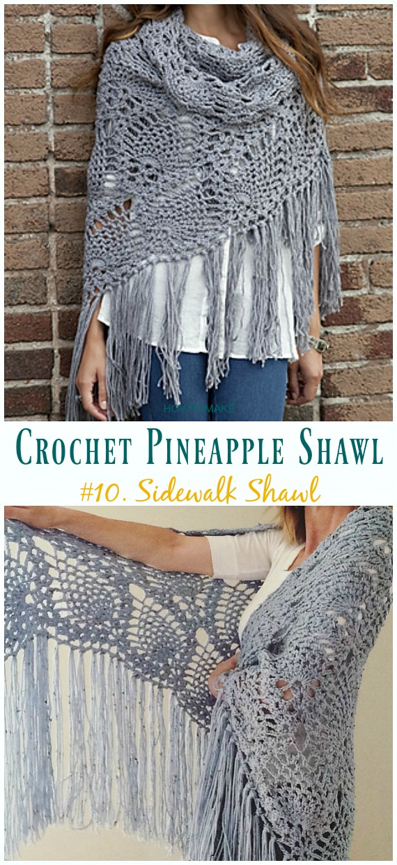 Sidewalk Shawl Crochet Free Pattern - #Crochet; #Pineapple; #Shawl; Free Patterns