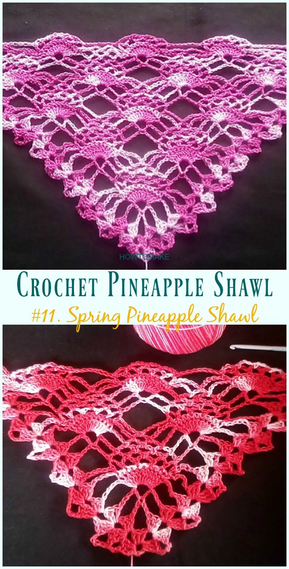 Spring Pineapple Shawl Crochet Free Pattern - #Crochet; #Pineapple; #Shawl; Free Patterns