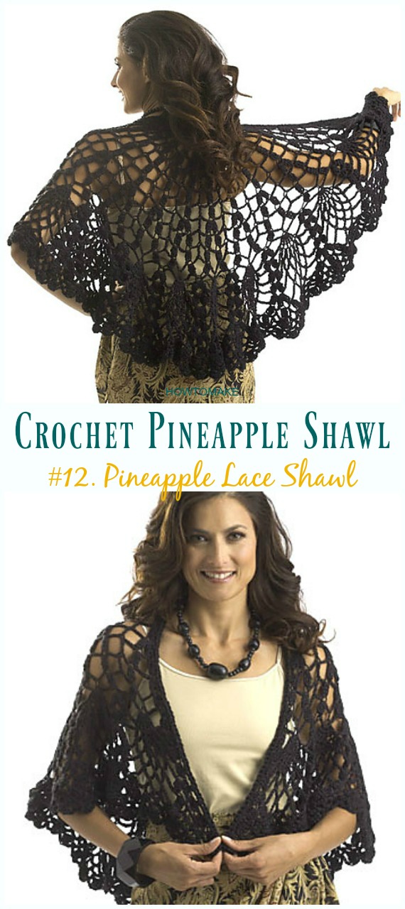 Pineapple Lace Shawl Crochet Free Pattern - #Crochet; #Pineapple; #Shawl; Free Patterns