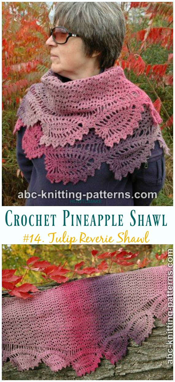 Tulip Reverie Shawl Crochet Free Pattern - #Crochet; #Pineapple; #Shawl; Free Patterns