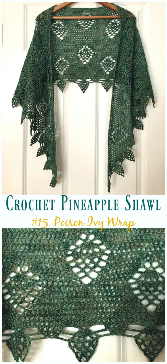 Poison Ivy Wrap Crochet Free Pattern - #Crochet; #Pineapple; #Shawl; Free Patterns