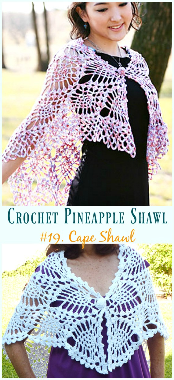 Lace Pineapple Cape Shawl Crochet Free Pattern - #Crochet; #Pineapple; #Shawl; Free Patterns