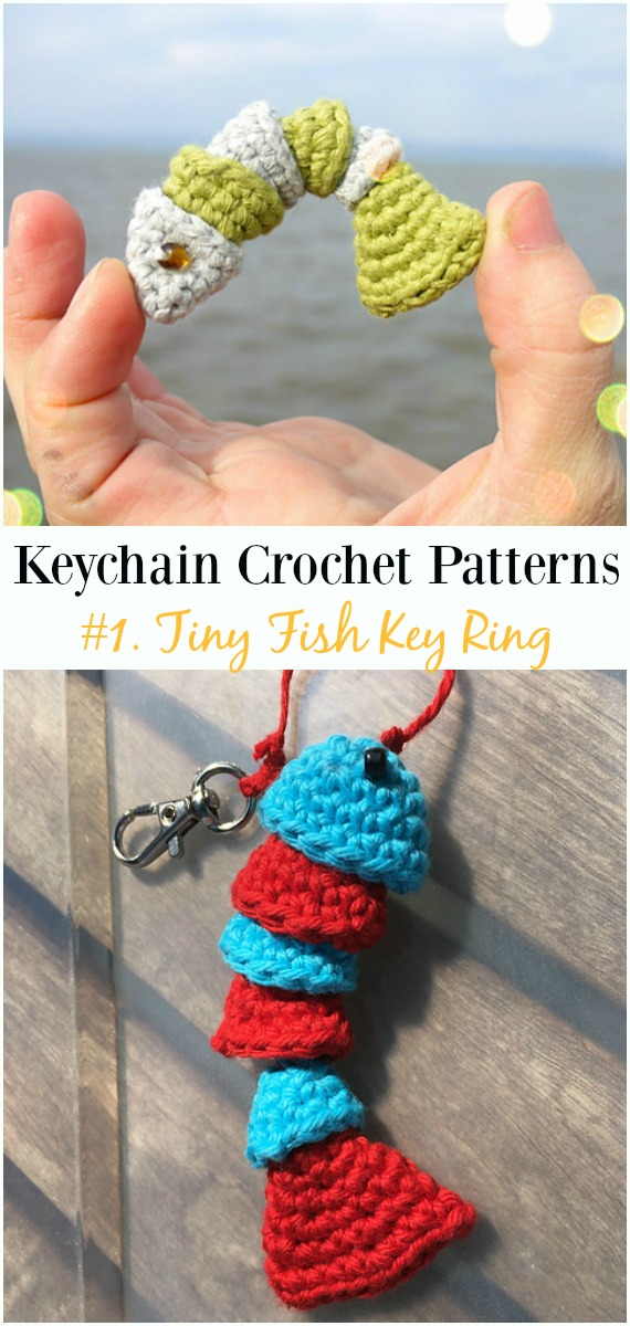 Tiny Fish Key Ring Free Crochet Pattern - #Keychain #Crochet Patterns