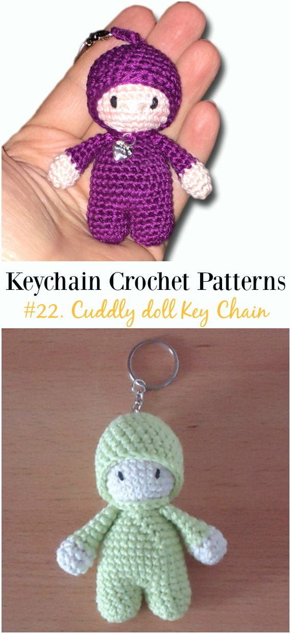 Cuddly Doll Key Chain Crochet Free Patterns - #Keychain #Crochet Patterns
