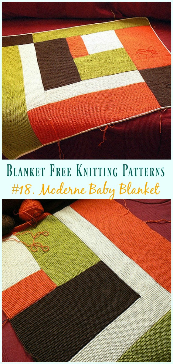 Modern Login Cabin Baby Blanket Knitting Free Pattern - Easy #Blanket; Free #Knitting; Patterns