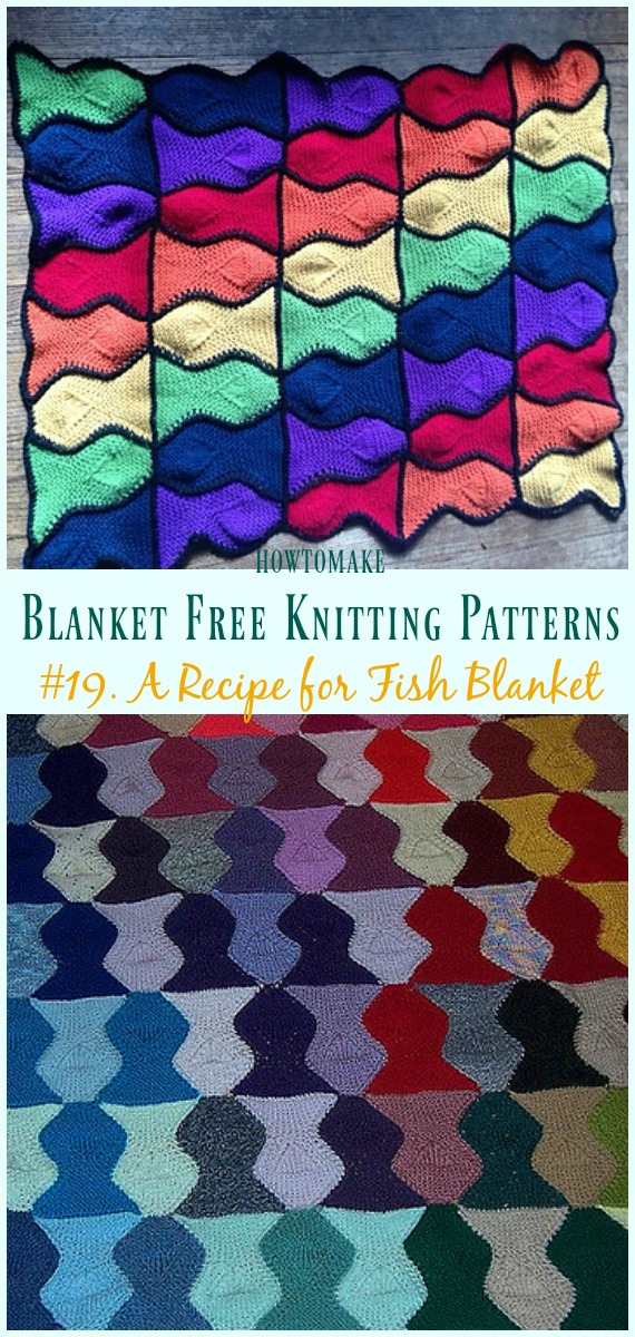 A Recipe for Fish Blanket Knitting Free Pattern - Easy #Blanket; Free #Knitting; Patterns