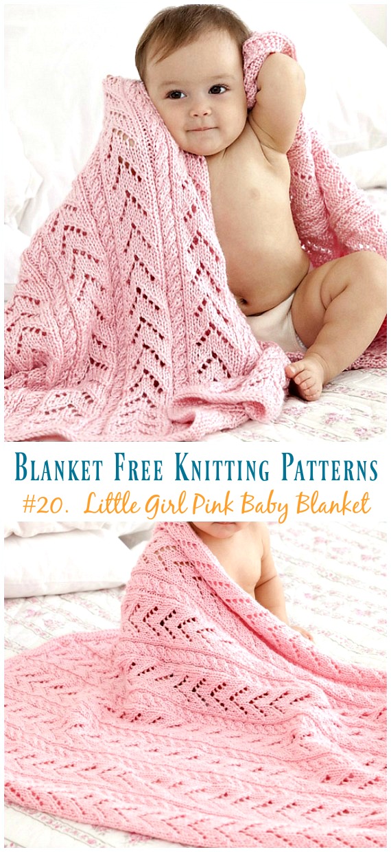 Little Girl Pink Baby Blanket Knitting Free Pattern - Easy #Blanket; Free #Knitting; Patterns