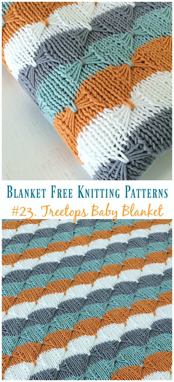 Treetops Butterfly Stitch Baby Blanket Knitting Free Pattern - Easy #Blanket; Free #Knitting; Patterns