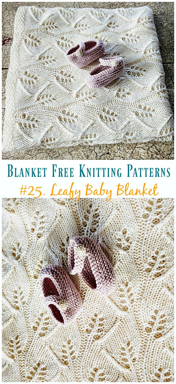 Leafy Baby Blanket Knitting Free Pattern - Easy #Blanket; Free #Knitting; Patterns