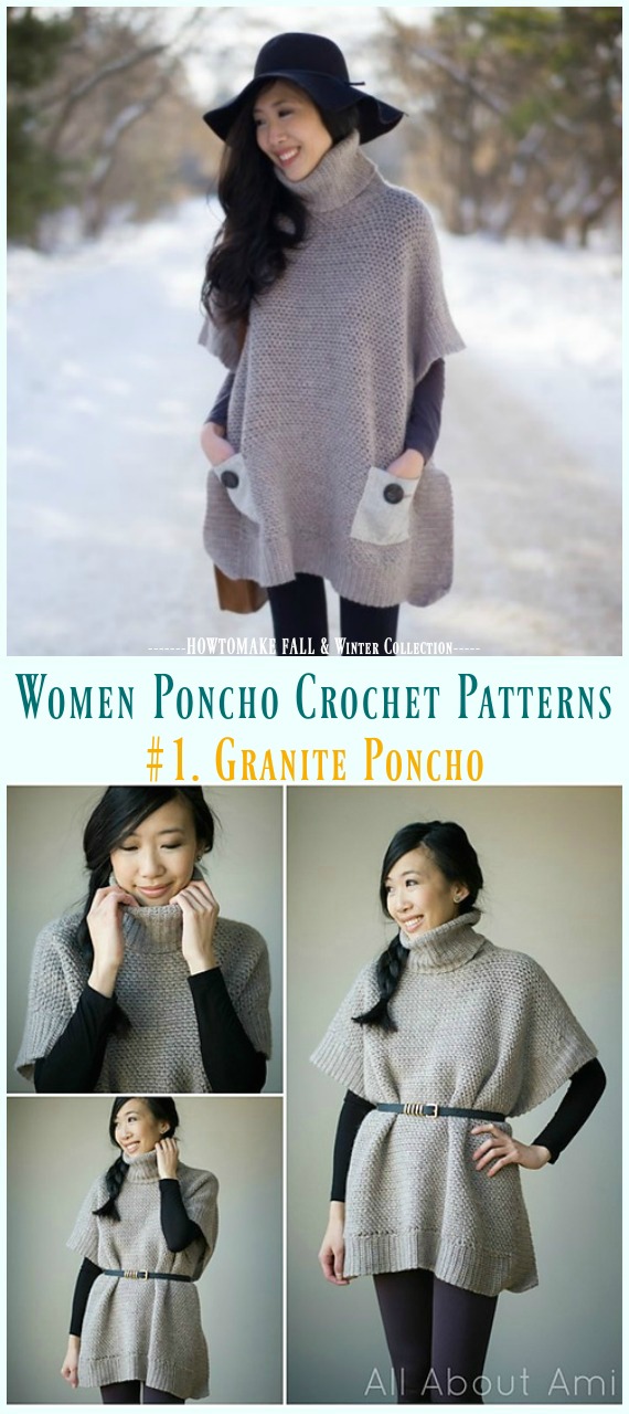 Granite Poncho Crochet Free Pattern - Fall & Winter Women #Poncho; #Crochet; Patterns