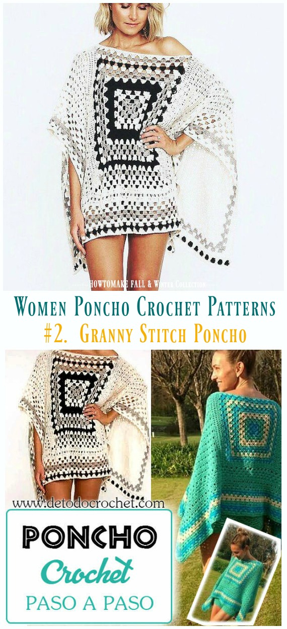 Granny Stitch Poncho Crochet Free Pattern - Fall & Winter Women #Poncho; #Crochet; Patterns