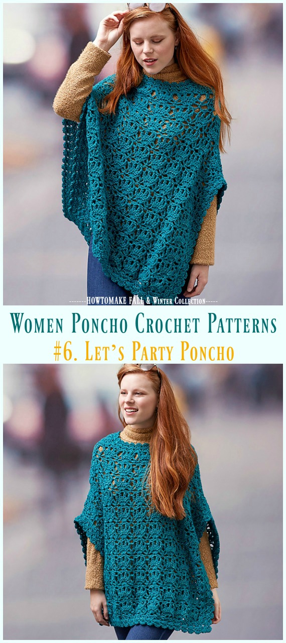 Let’s Party Poncho Crochet Free Pattern - Fall & Winter Women #Poncho; #Crochet; Patterns