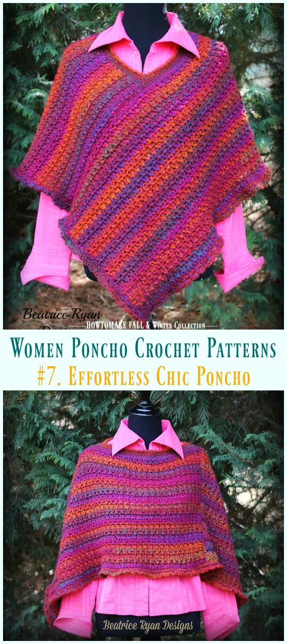Effortless Chic Poncho Crochet Free Pattern - Fall & Winter Women #Poncho; #Crochet; Patterns