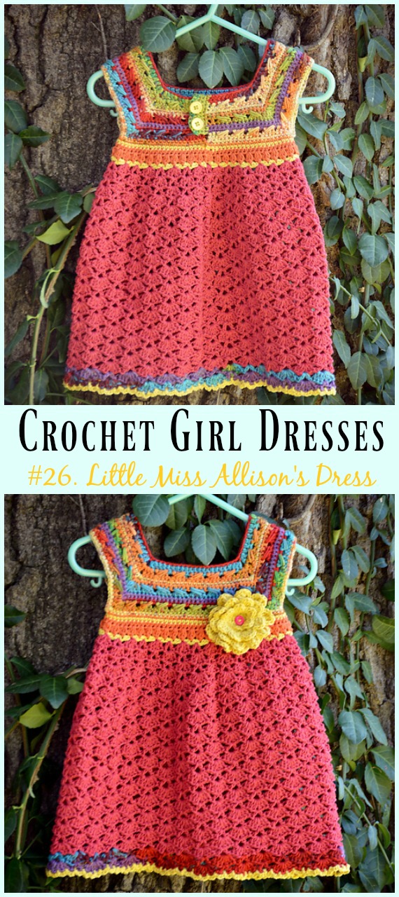 Little Miss Allison's Dress Crochet Free Pattern - Girl #Dress Free #Crochet Patterns