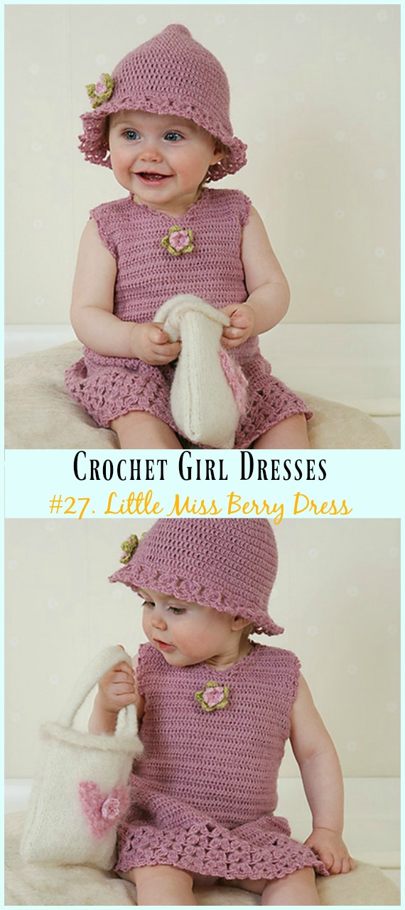 Little Miss Berry Crochet Free Pattern - Girl #Dress Free #Crochet Patterns