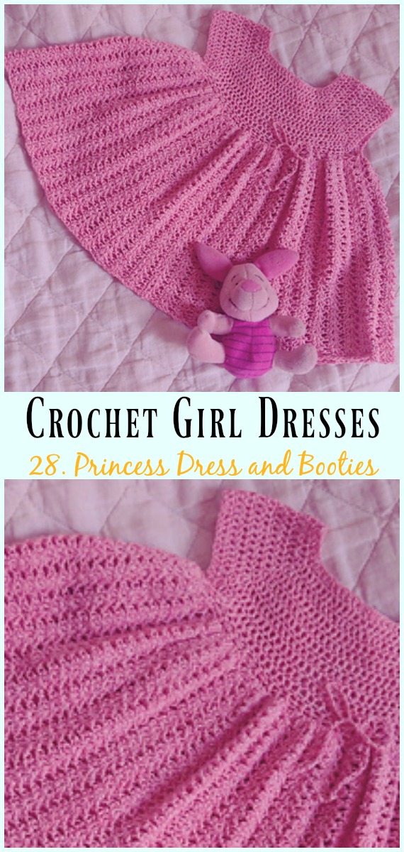 Princess Dress and Booties Crochet Free Pattern - Girl #Dress Free #Crochet Patterns