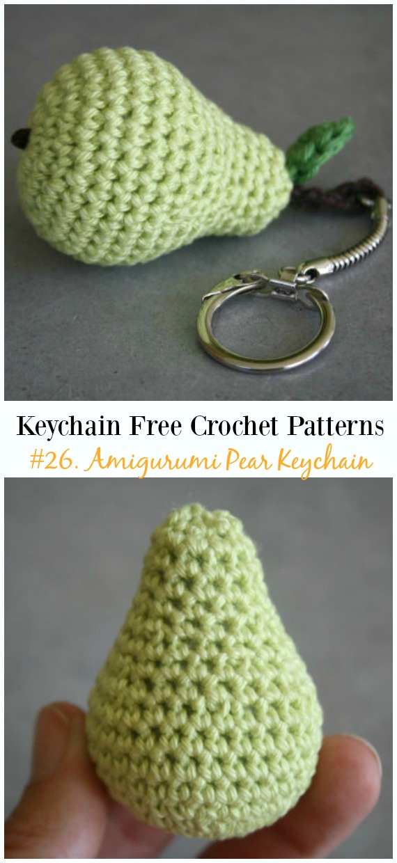 Amigurumi Pear Keychain Free Crochet  Pattern - #Keychain #Crochet Free Patterns