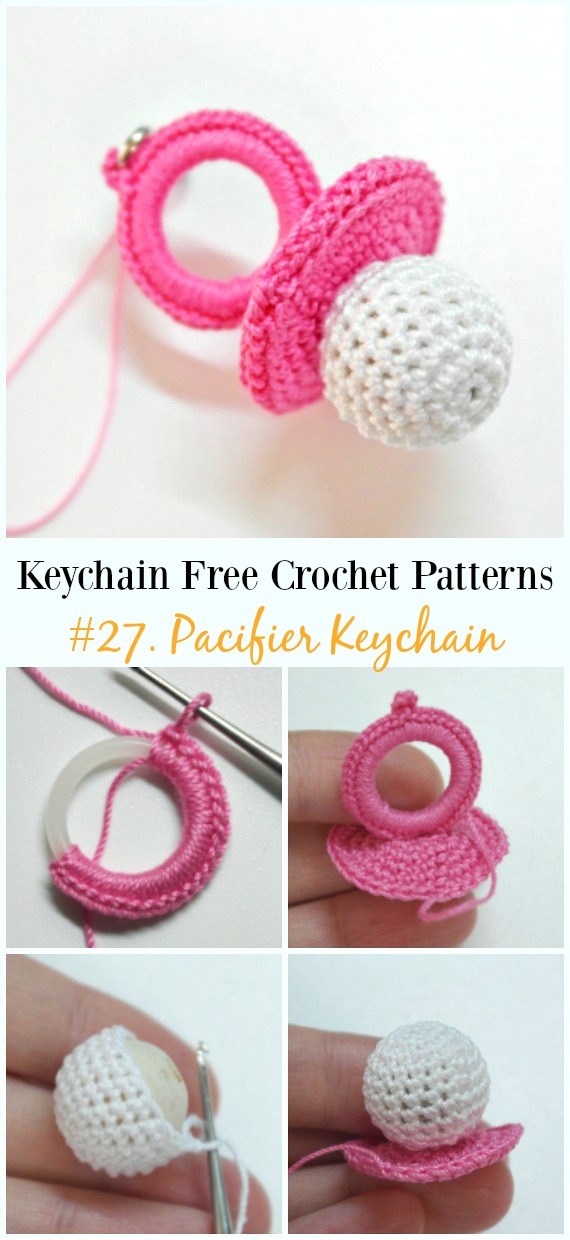 Amigurumi Pacifier Keychain Free Crochet  Pattern - #Keychain #Crochet Free Patterns