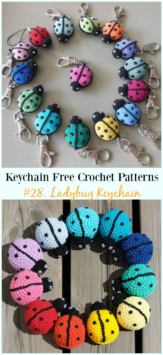 Amigurumi Ladybug Keychain Free Crochet  Pattern&Video - #Keychain #Crochet Free Patterns