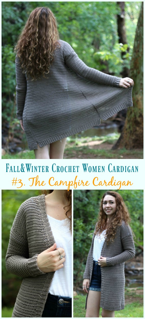 The Campfire Cardigan Crochet Free Pattern - Fall & Winter Women #Cardigan; Free #Crochet; Patterns