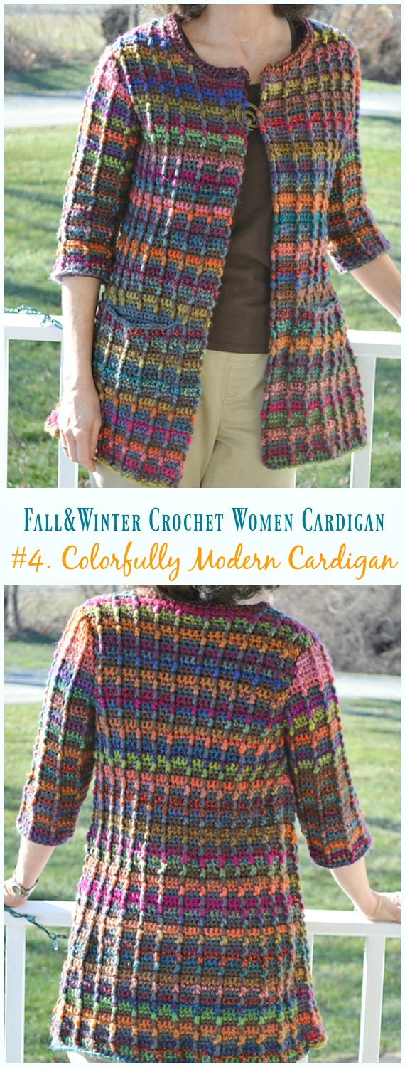 Colorfully Modern Cardigan Crochet Free Pattern - Fall & Winter Women #Cardigan; Free #Crochet; Patterns