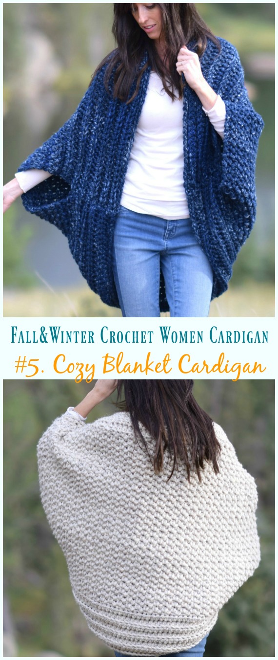 Cozy Blanket Cardigan Crochet Free Pattern - Fall & Winter Women #Cardigan; Free #Crochet; Patterns