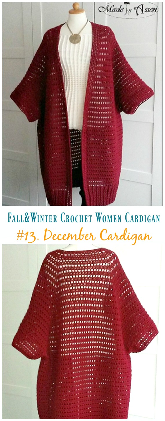 December Cardigan Crochet Free Pattern - Fall & Winter Women #Cardigan; Free #Crochet; Patterns