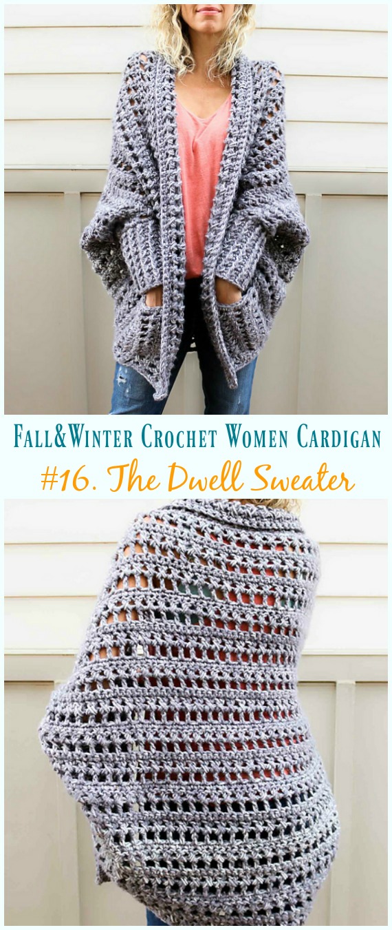 The Dwell Sweater Cardigan Crochet Free Pattern - Fall & Winter Women #Cardigan; Free #Crochet; Patterns