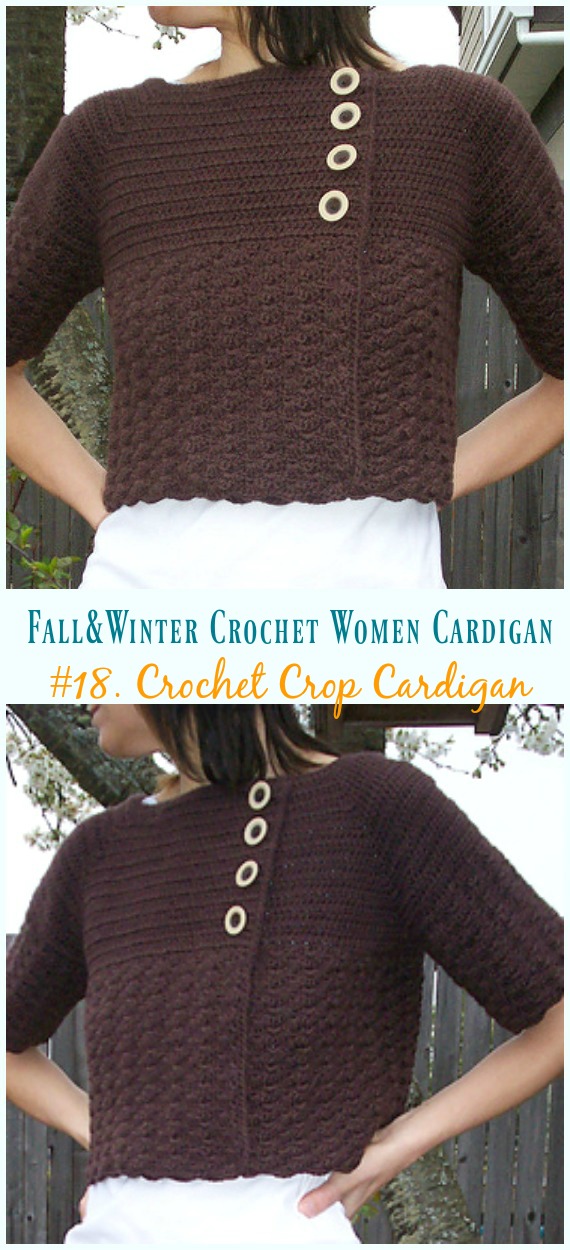 Crop Cardigan Crochet Free Pattern - Fall & Winter Women #Cardigan; Free #Crochet; Patterns