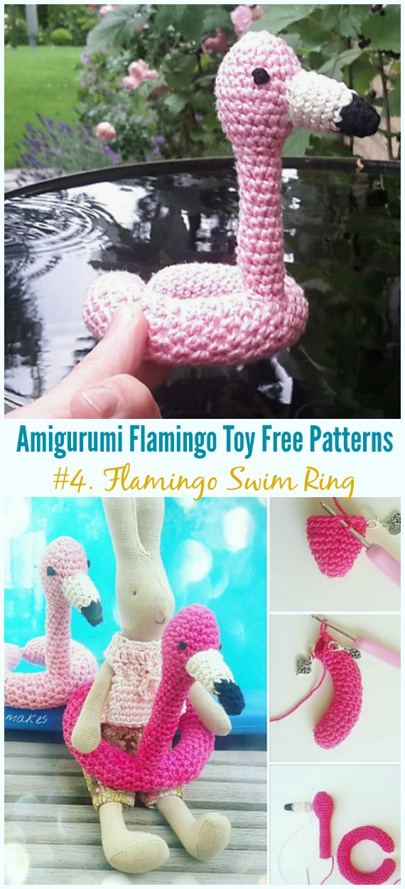 Crochet Flamingo Swim Ring Amigurumi Free Pattern - Free #Amigurumi; #Flamingo; Toy Softies Crochet Patterns
