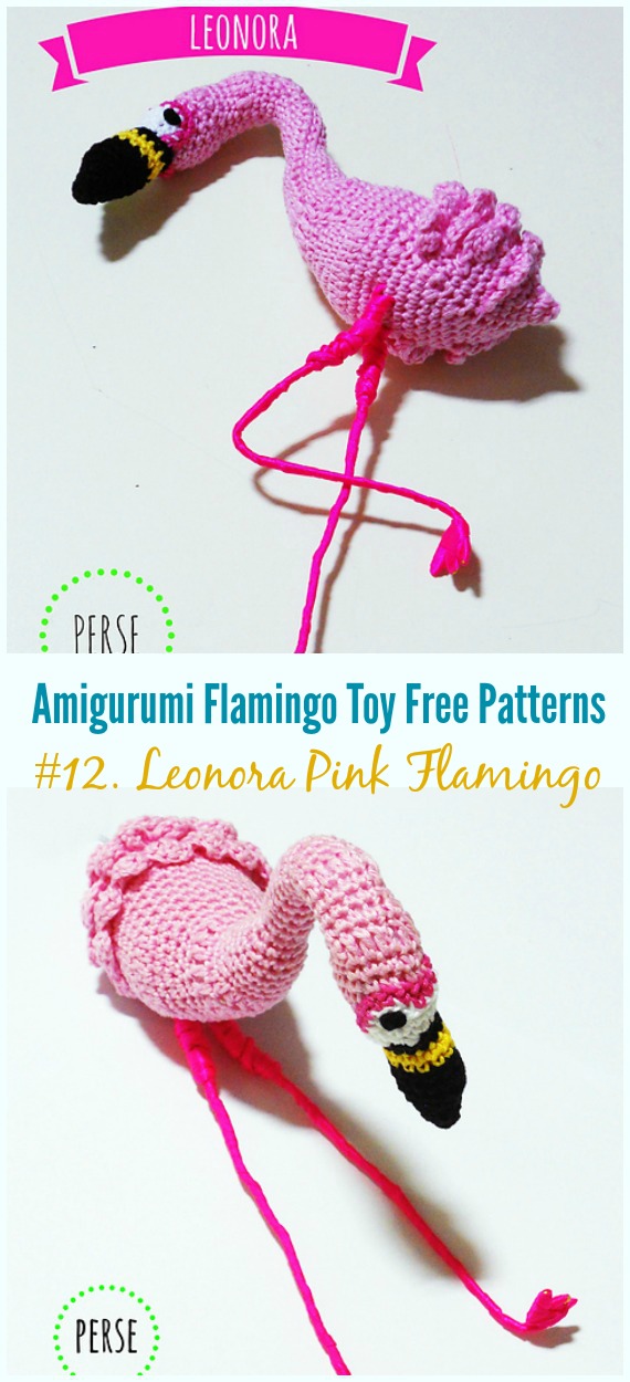 Crochet Leonora Pink Flamingo Amigurumi Free Pattern - Free #Amigurumi; #Flamingo; Toy Softies Crochet Patterns