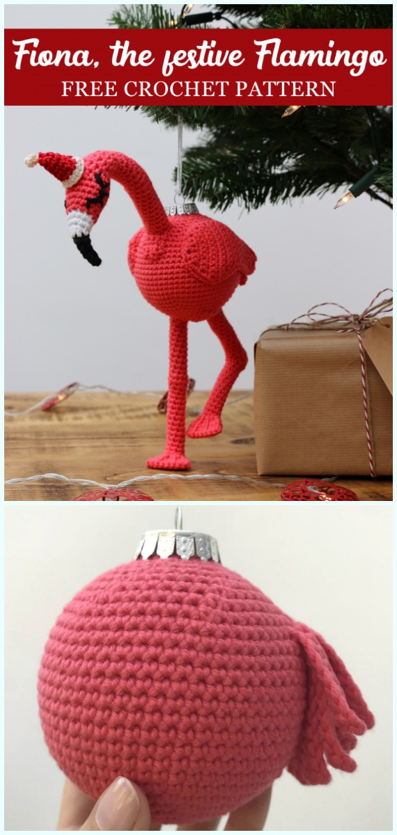 Crochet Flamingo Ornament Amigurumi Free Pattern - Free #Amigurumi; #Flamingo; Toy Softies Crochet Patterns