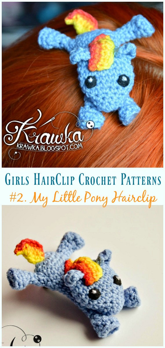 Crochet My Little Pony Hairclip Free Pattern - Girls #HairClip; Accessories Free #Crochet; Patterns