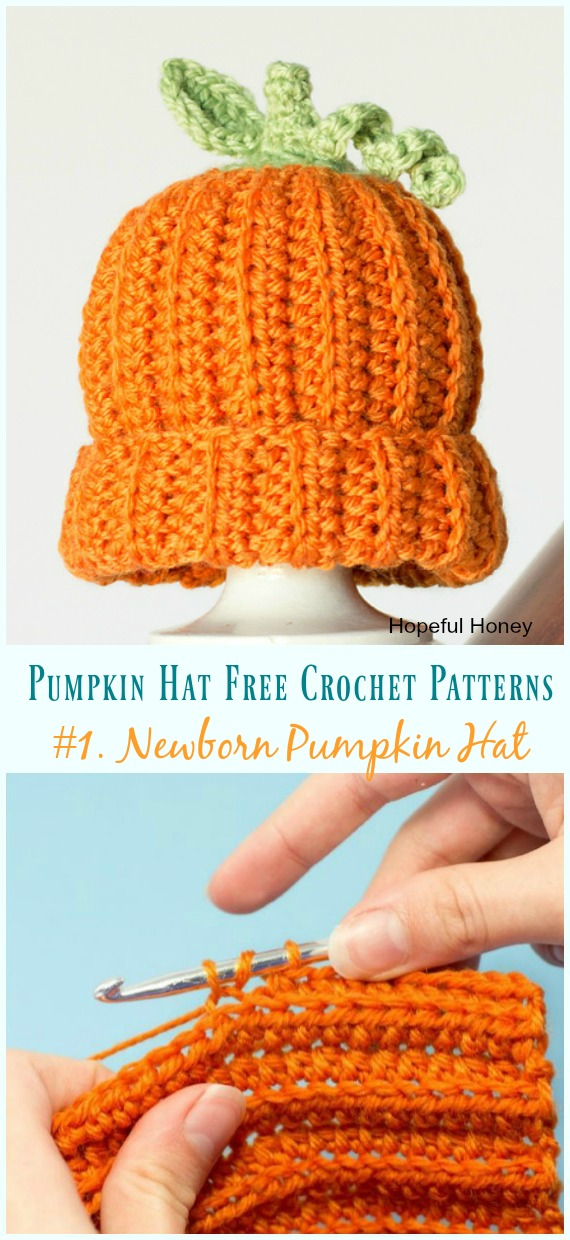 Newborn Pumpkin Hat Crochet Free Pattern - #Pumpkin; #Hat; Free #Crochet; Patterns