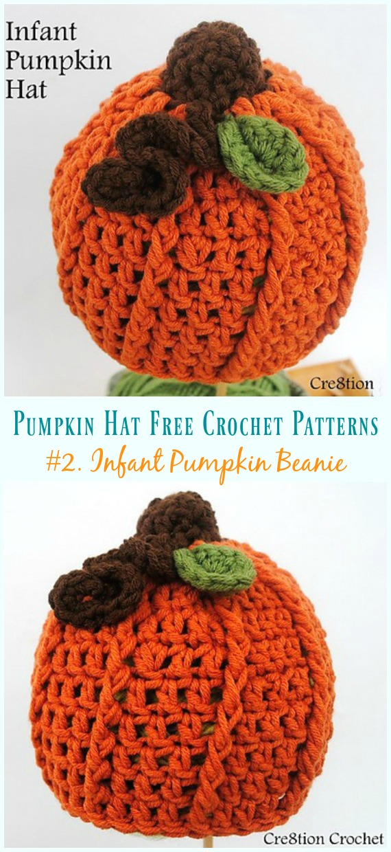 Infant Pumpkin Beanie Hat Crochet Free Pattern - #Pumpkin; #Hat; Free #Crochet; Patterns