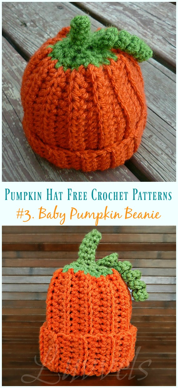Baby Pumpkin Beanie Hat Crochet Free Pattern - #Pumpkin; #Hat; Free #Crochet; Patterns